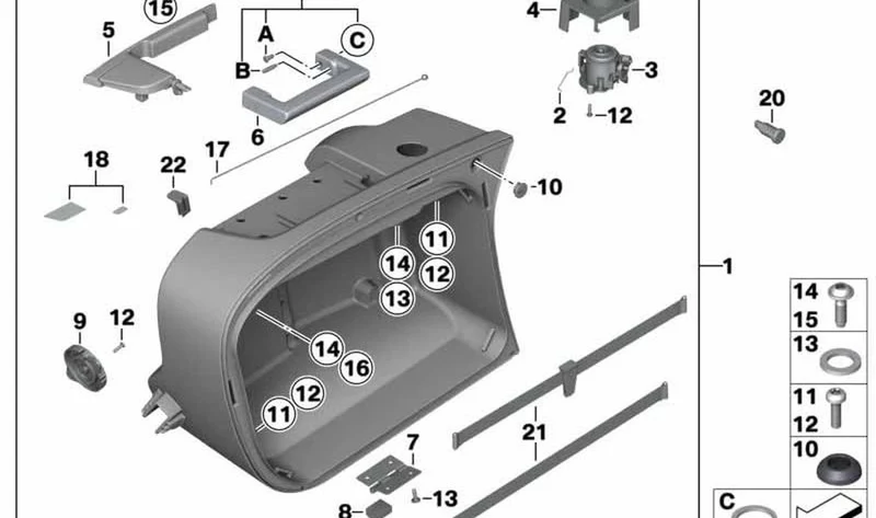 Soporte de tapa derecho de maleta lateral OEM 71607685966 para motos BMW K1200GT, K1300GT, R1200RT, R900RT, R1200R, R1200ST. Original BMW Motorrad