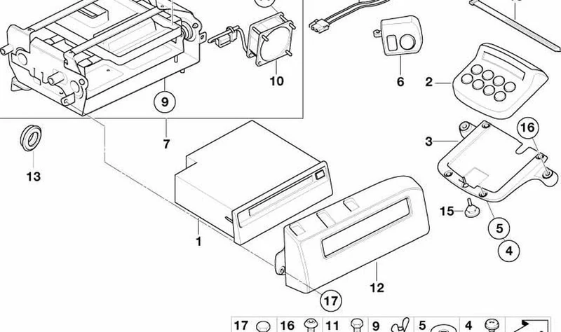 Dispositivo de mando de radio CD OEM 65147663607 para motos BMW R 1200 CL (K30, 2002-2004). Original BMW Motorrad.