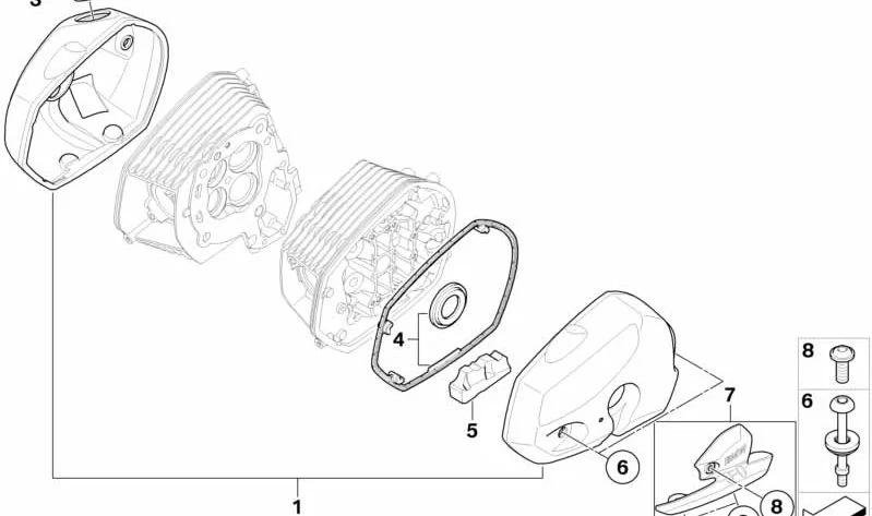 Protección antitorsión izquierda OEM 11127712571 para motos BMW R 1200 S y HP2 Sport. Original BMW Motorrad.
