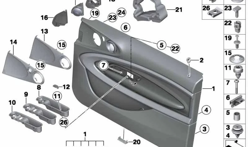 Perno roscado para panel de puerta y revestimiento lateral OEM 51417122657 para BMW Serie 1 E81, E82, E87, E88, Serie 3 E92, E93 y MINI Countryman R60, Paceman R61. Original BMW y MINI.