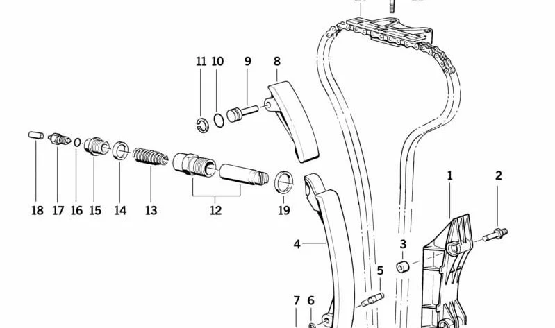Tubuladura roscada de distribución OEM 11311310752 para BMW 320is E30 y M3 E30, M3 E36. Original BMW
