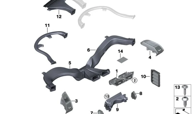 Rejilla de entrada de aire fresco lado acompañante OEM 64229283003 para BMW i3 I01, i3 LCI I01. Original BMW