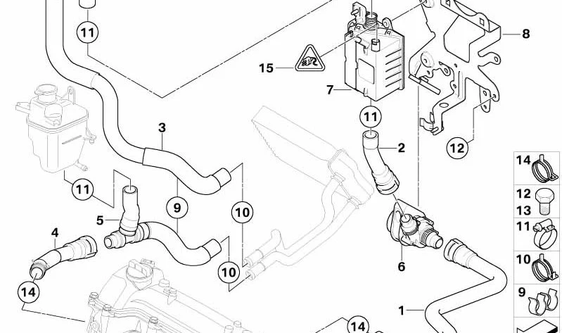 Tubo de retorno del radiador de calefacción al motor OEM 64216922395 para MINI R50 One D 2003-2006. Original MINI