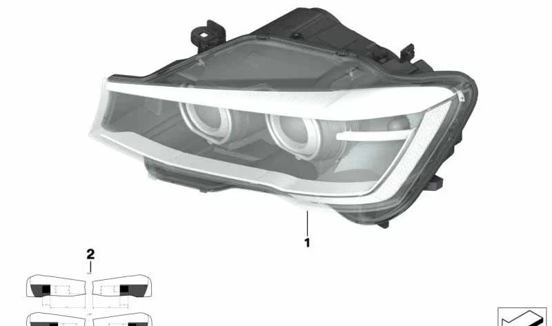 Faro delantero Bi-Xenón bifaro derecho OEM 63117401136 para BMW X3 F25, X4 F26. Original BMW