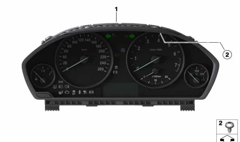 Cuadro de instrumentos KM/H en coreano OEM 62108718256 para BMW Serie 3 F30, F31, F34 GT y Serie 4 F32, F33, F36 Gran Coupé. Original BMW