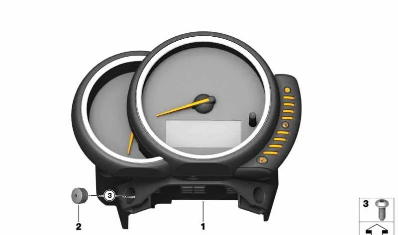 Cuadro de instrumentos MPH para volante a la derecha con Head-Up Display OEM 62106992644 para MINI F55, F56, F54 Clubman, F57 Cabrio y F60 Countryman. Original MINI.
