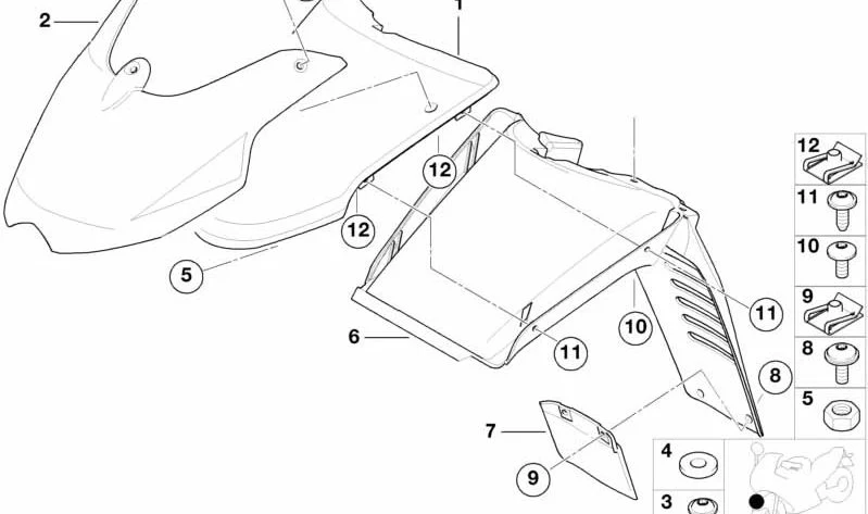 Guardabarros delantero inferior OEM 46618543041 para motos BMW F 650 GS, F 650 GS Dakar y G 650 GS. Original BMW Motorrad