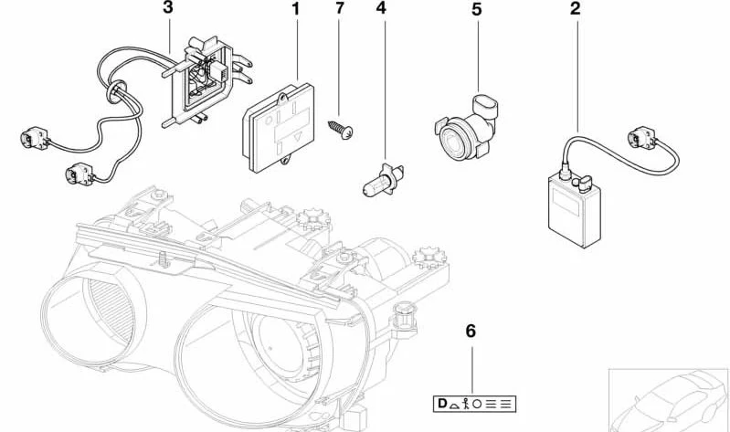 Soporte de módulo de control de luz Xenón izquierdo OEM 63126920165 para BMW Serie 3 E46 Coupé, Cabrio y Compact. Original BMW.