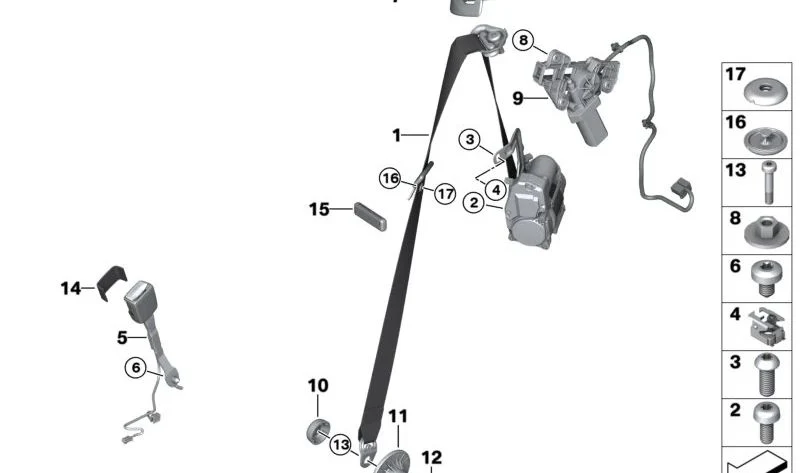 Correa superior delantera izquierda REMA OEM 72118097809 para BMW Serie 4 G23 Cabrio, M4 G83 Cabrio… y más. Original BMW