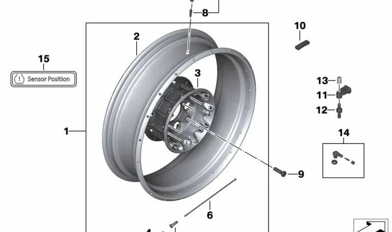 Racor de rueda OEM 36311452727 para motos BMW R 1200 GS, R 1250 GS, R 1200 GS Adventure, R 1250 GS Adventure, R nineT Scrambler, R nineT Urban G/S, R 1150 GS... y más. Original BMW Motorrad
