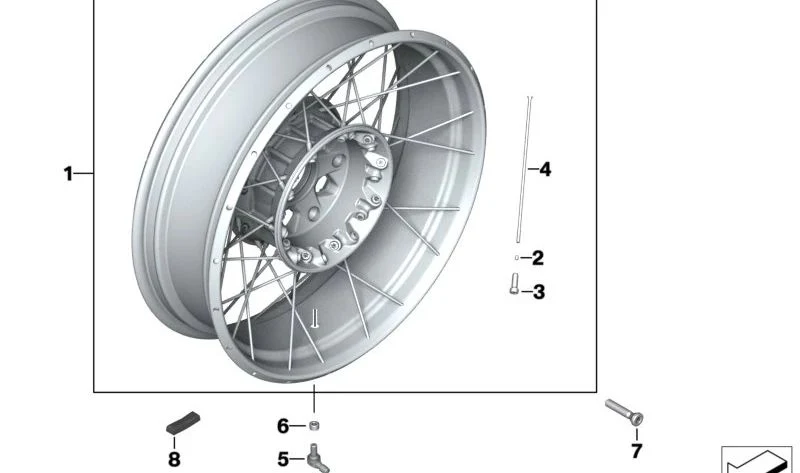 Radio de rueda trasera 189 mm OEM 36318406051 para motos BMW R 1200 GS, R 1250 GS, R 1200 GS Adventure, R 1250 GS Adventure, R nineT Scrambler, R nineT Urban G/S. Original BMW Motorrad.