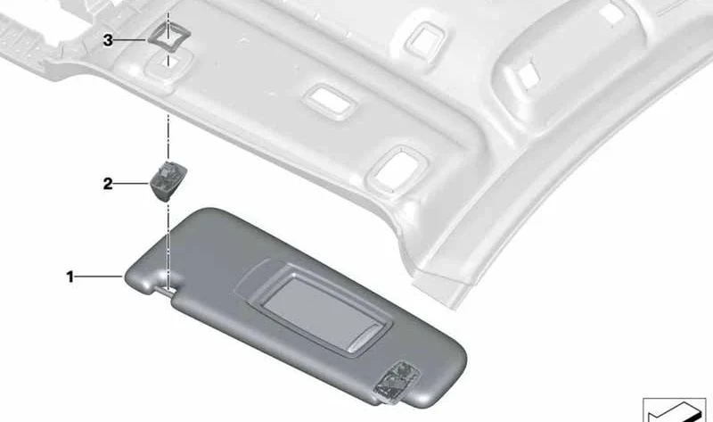 Parasol interior derecho color marfil OEM 51167444150 para BMW Serie 6 Gran Turismo G32, G32 LCI. Original BMW.
