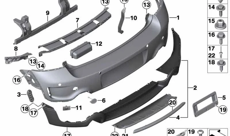 Guía trasera izquierda de paragolpes OEM 51129802115 para MINI Countryman R60 Cooper, Cooper D, Cooper ALL4... y más. Original MINI