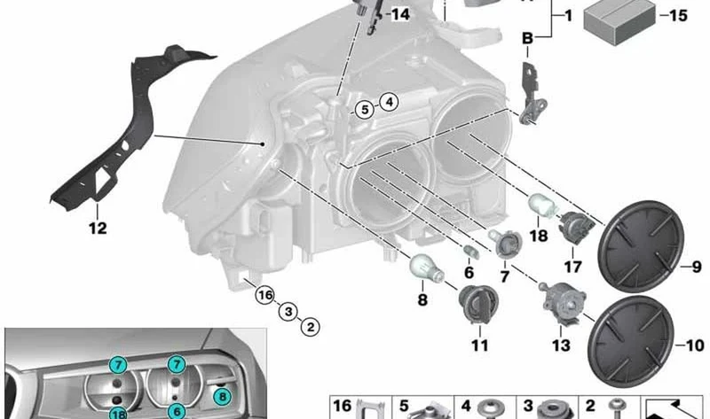 Tapa de faro de luz de cruce OEM 63127270076 para BMW Serie 6 F06 F12 F13, X3 F25, X4 F26 y MINI R55 R56 R57 R58 R59 R60 R61. Original BMW y MINI.