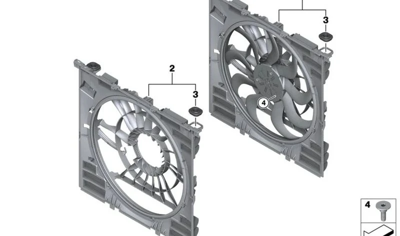 Cerco de ventilador con ventilador 600W OEM 17427925818 para BMW Serie 5 G60, G61, G68 y Serie 7 G70. Original BMW.