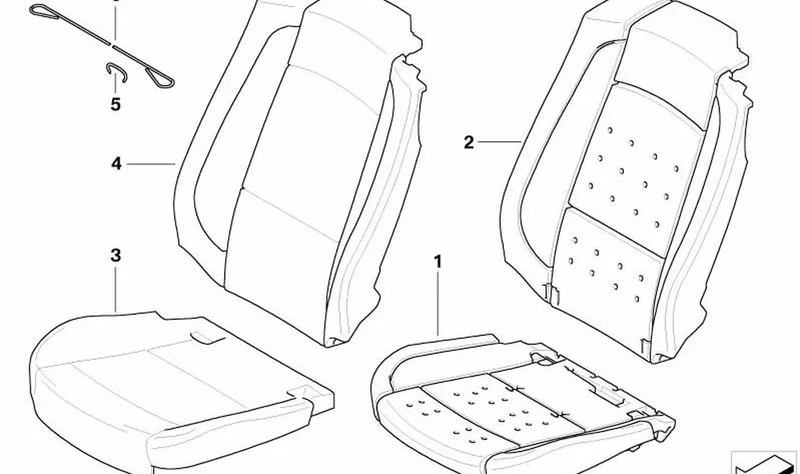 Funda de asiento delantera derecha de cuero negro OEM 52107253708 para BMW Serie 3 E93, E93 LCI 318i, 320i, 320d... y más. Original BMW.
