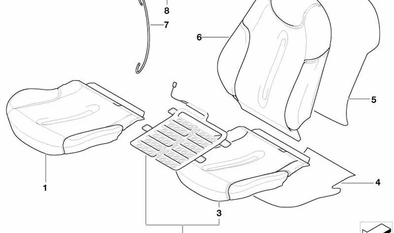 Funda de respaldo derecho de asiento deportivo en cuero OEM 52107132008 para MINI Cabrio R52 One, Cooper, Cooper S… y más. Original MINI.