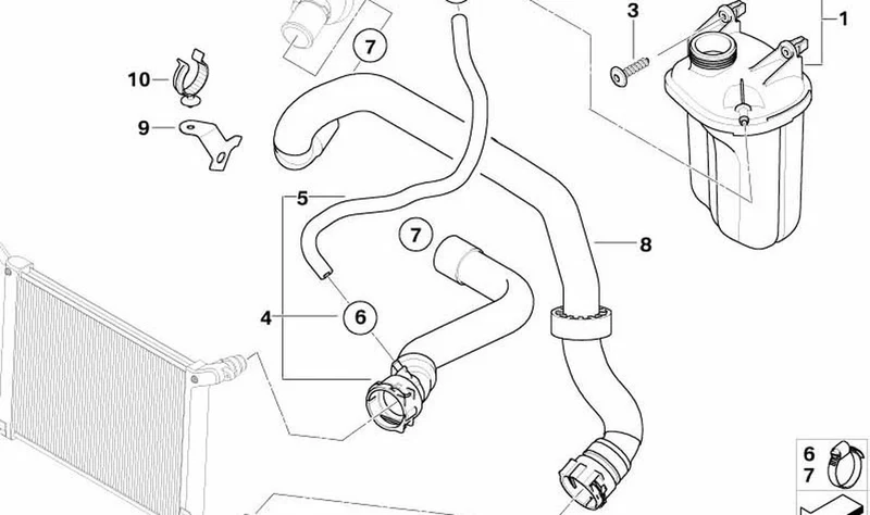 Tubo refrigerante OEM 17127793603 para MINI R50 One D RB11, RB12 2003-2006 Original MINI