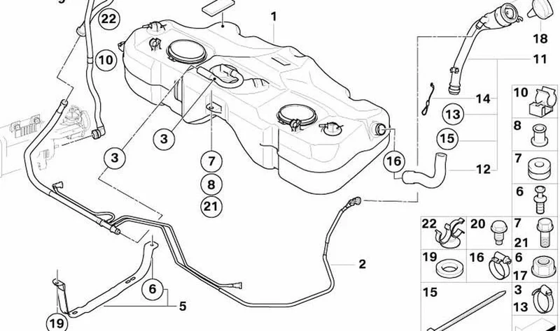 Tubería de ventilación del depósito de combustible OEM 16116763763 para MINI R50 Cooper, R52 Cooper/Cooper S, R53 Cooper S... y más. Original MINI.