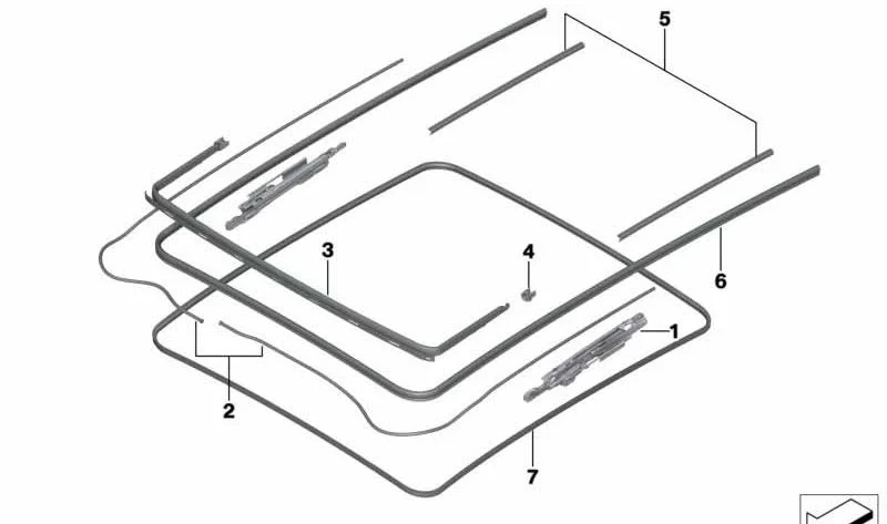 Mecanismo de techo panorámico OEM 54107461203 para BMW Serie 1 F40, F70, X2 F39, X3 G08 e iX3 G08. Original BMW