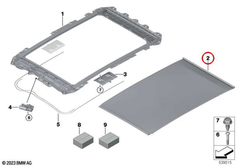 Persiana solar para techo panorámico de cristal antracita OEM 54105A97C76 para BMW X2 U10 desde 11/2023. Original BMW
