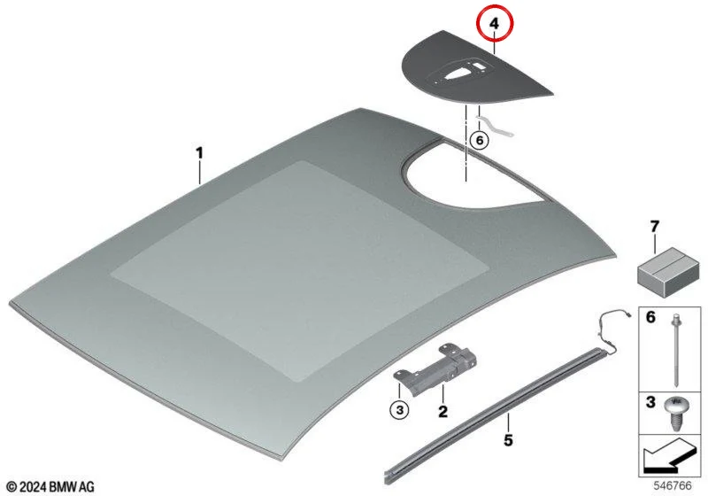 Antena de placa OEM 54105A9A167 para BMW Serie 5 G68 525Li, 530Li, 530LiX, i5 eDrive35L, i5 eDrive40L, i5 xDrive50L. Original BMW