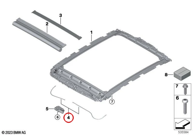 Juego de persiana de eje flexible OEM 54105A96A66 para BMW Serie 5 G60 Berlina y M5 G90. Original BMW