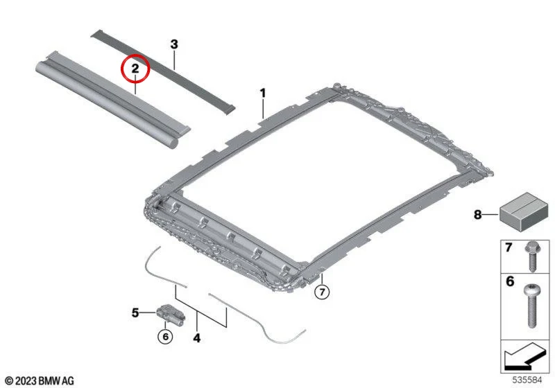Persiana de protección solar para techo panorámico de cristal antracita OEM 54105A969D0 para BMW Serie 5 G60 y M5 G90. Original BMW