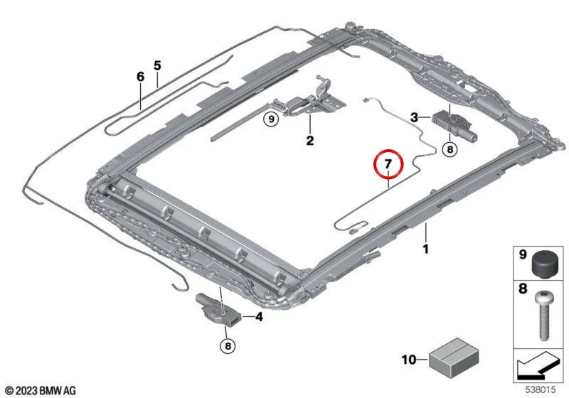 Mazo de cables de pantalla panorámica izquierdo OEM 54105A70651 para BMW Serie 5 G68, 525Li, 530Li, i5 eDrive35L, i5 eDrive40L, i5 xDrive50L. Original BMW