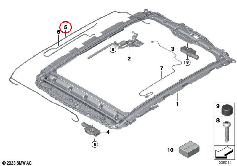 Mazo de cables para pantalla de techo panorámico OEM 54105A70649 para BMW Serie 5 G68 525Li, 530Li, i5 eDrive35L, i5 eDrive40L, i5 xDrive50L. Original BMW