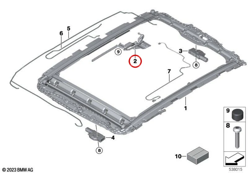 Varillaje de pantalla panorámica OEM 54105A70646 para BMW Serie 5 G68 berlina. Original BMW