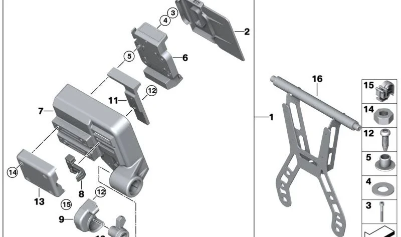 Soporte Mount Cradle sin modo de audio OEM 65908354256 para motos BMW R 1250 GS, R 1250 RT, R 1250 R, R 1250 RS, S 1000 XR, F 900 GS, R 18… y más. Original BMW Motorrad