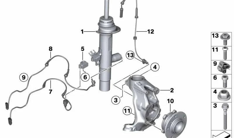 Muelle-amortiguador delantero izquierdo OEM 37116864751 para BMW Serie 4 F32. Original BMW