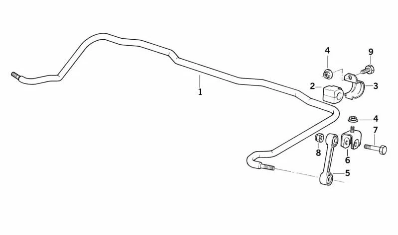 Soporte de goma de barra estabilizadora trasera Ø20 mm OEM 33552227240 para BMW M3 E36 y M5 E34. Original BMW