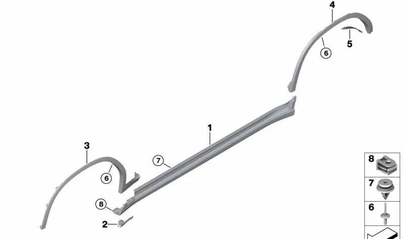 Revestimiento de faldón lateral izquierdo LIGHT OEM 51129498809 para BMW X3 G01. Original BMW