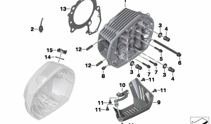 Culata izquierda plateada OEM 11127724475 para motos BMW R 1200 R y R nineT. Original BMW Motorrad