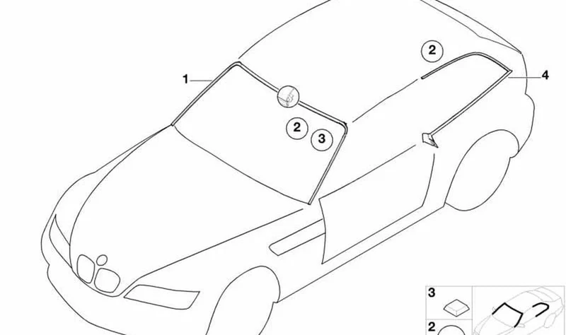 Junta de cristal delantero OEM 51718399109 para BMW Z3 E36 2.8, 3.0i, M 3.2... y más. Original BMW.