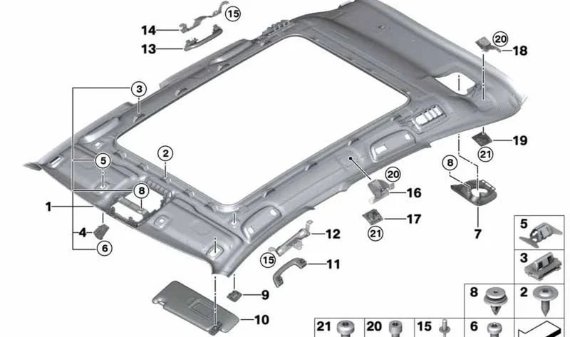 Panel protector de red de separación delantero izquierdo negro OEM 51477376945 para BMW Serie 2 F45 Active Tourer, F45 Active Tourer LCI. Original BMW.