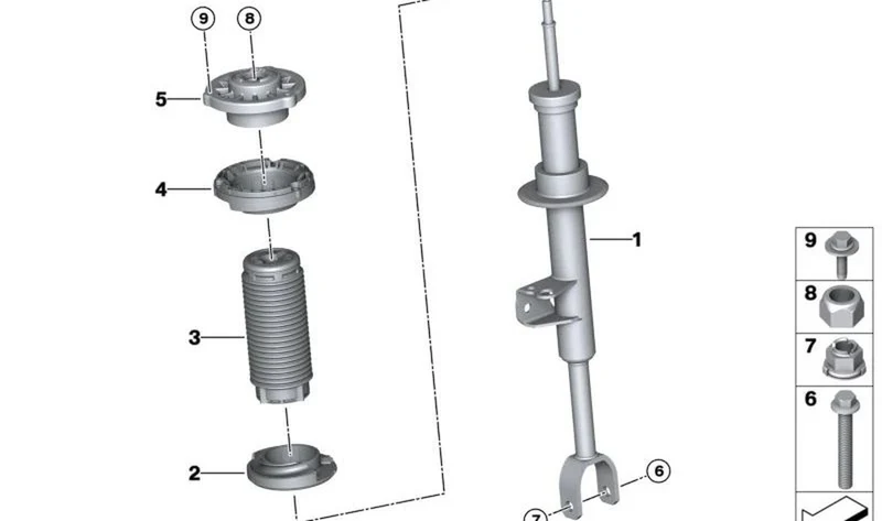 Muelle-amortiguador delantero derecho OEM 31316896028 para BMW Serie 5 G31 Touring LCI 530d... y más. Original BMW.