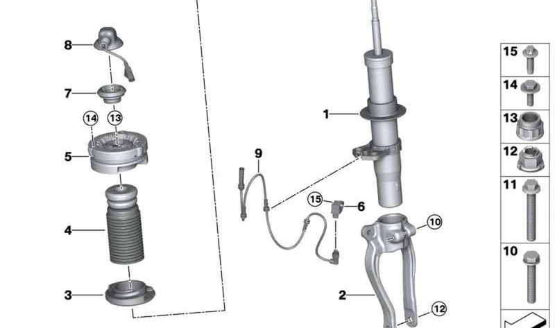 Pata telescópica EDC delantera derecha OEM 31307856900 para BMW F90 M5, M5 CS y F93 M8 Gran Coupé... y más. Original BMW.