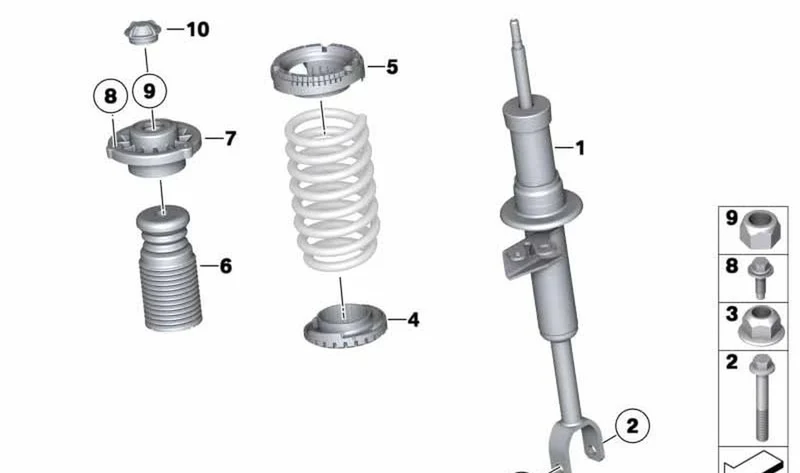 Muelle-amortiguador delantero derecho OEM 31316854958 para BMW Serie 6 F12 640d xDrive, 640i xDrive. Original BMW.