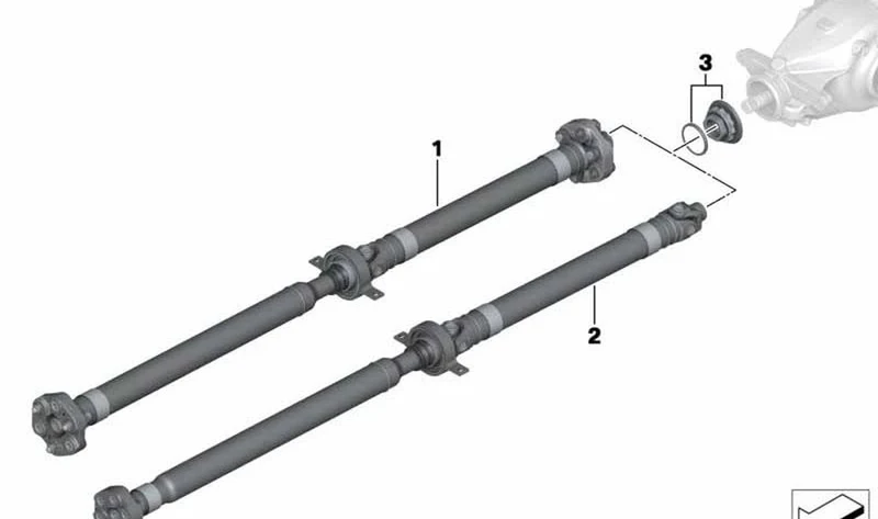 Árbol de transmisión L=1487 mm OEM 26107637026 para BMW Serie 1 F20 F21 116i, 118i cambio automático y manual... y más. Original BMW.