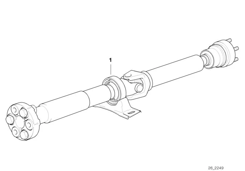 Árbol de transmisión OEM 26101229483 para BMW Serie 7 E38 con cambio automático, longitud 1897 mm. Original BMW.