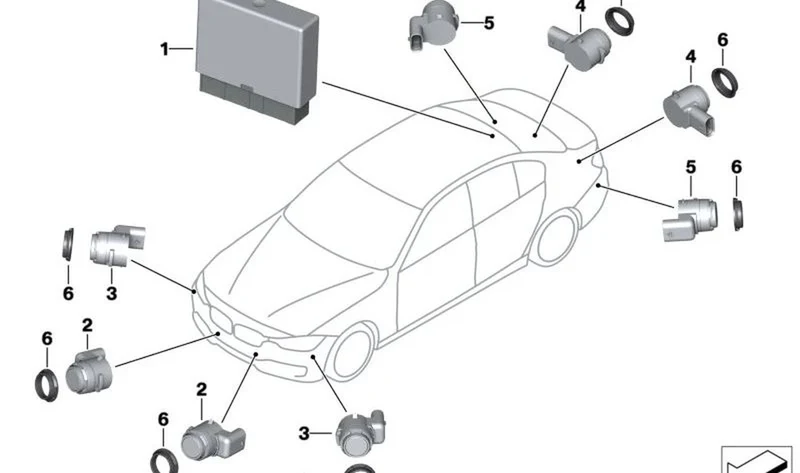 Sensor de ultrasonidos PDC azul Phytonic OEM 66206840236 para BMW X1 F48, X1 F48 LCI, X2 F39. Original BMW.