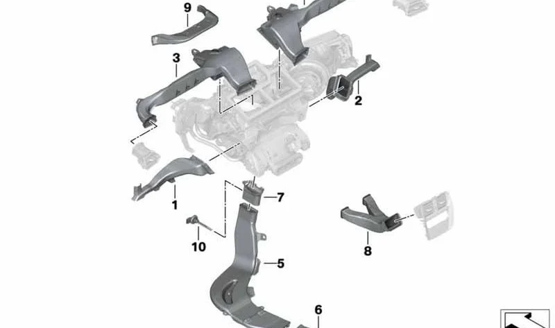 Conducto de calefacción trasero delantero izquierdo OEM 64227443137 para BMW G42, G20, G21, G22, G23, G26, G80, G81, G82, G83, G87, G28… y más. Original BMW.