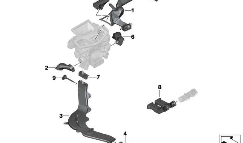 Canal de aire trasero derecho OEM 64227435732 para BMW Serie 8 G14, G15, G16, F91, F92, F93. Original BMW.