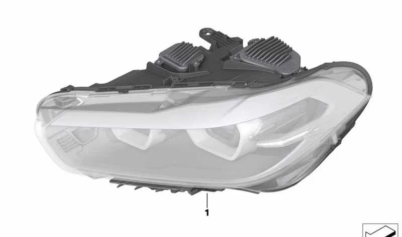 Faro delantero LED AHL derecho luces largas RHD OEM 63115A10AE4 para BMW X2 F39 M35i, 20d, 20i, sDrive18d, sDrive18i, sDrive20i, xDrive16d… y más. Original BMW.