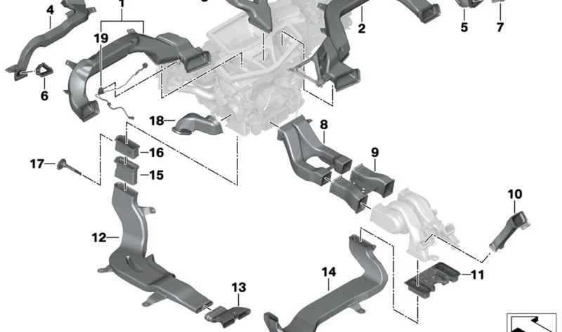 Canal de aire compartimento trasero delantero izquierdo OEM 51477434331 para BMW X5 G05, X5 M F95, X6 G06, X6 M F96, X7 G07… y más. Original BMW