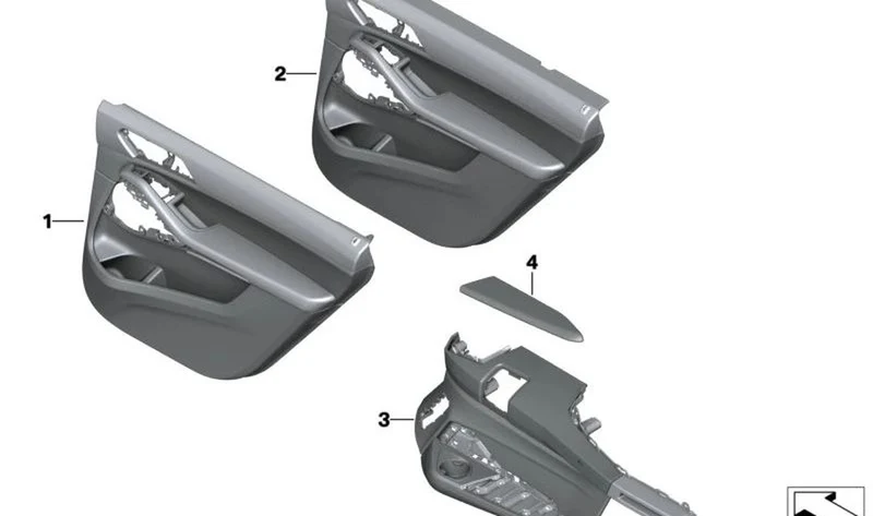 Revestimiento interior de puerta trasera derecha negro OEM 51427997432 para BMW X7 G07, X7 G07 LCI… y más. Original BMW.
