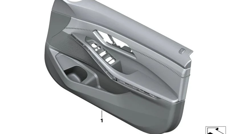 Revestimiento interior de puerta delantera izquierda en cuero FJORDBLAU OEM 51417998693 para BMW Serie 3 G20, G21, G80, G81… y más. Original BMW